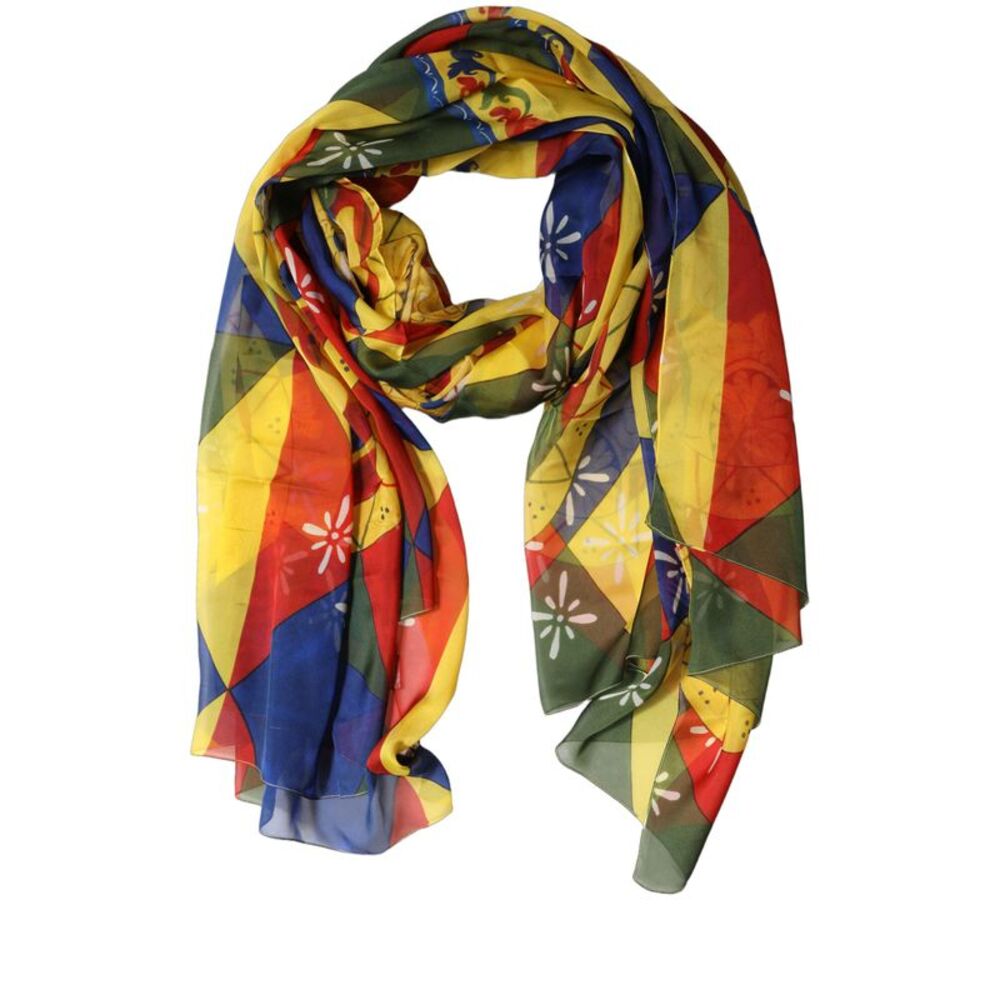 Dolce & Gabbana Multicolor Silk Printed Shawl Stole Women's Scarf